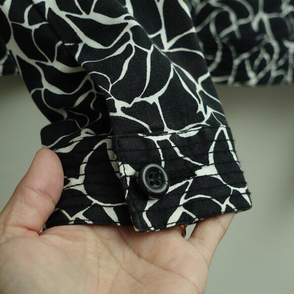 Charter Club Womens Button-Up Jacket All-Over Print Stretch Black White Size PM - Picture 6 of 9